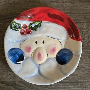 Santa & Friends handcrafted 9 inch diameter plate.  Perfect condition.